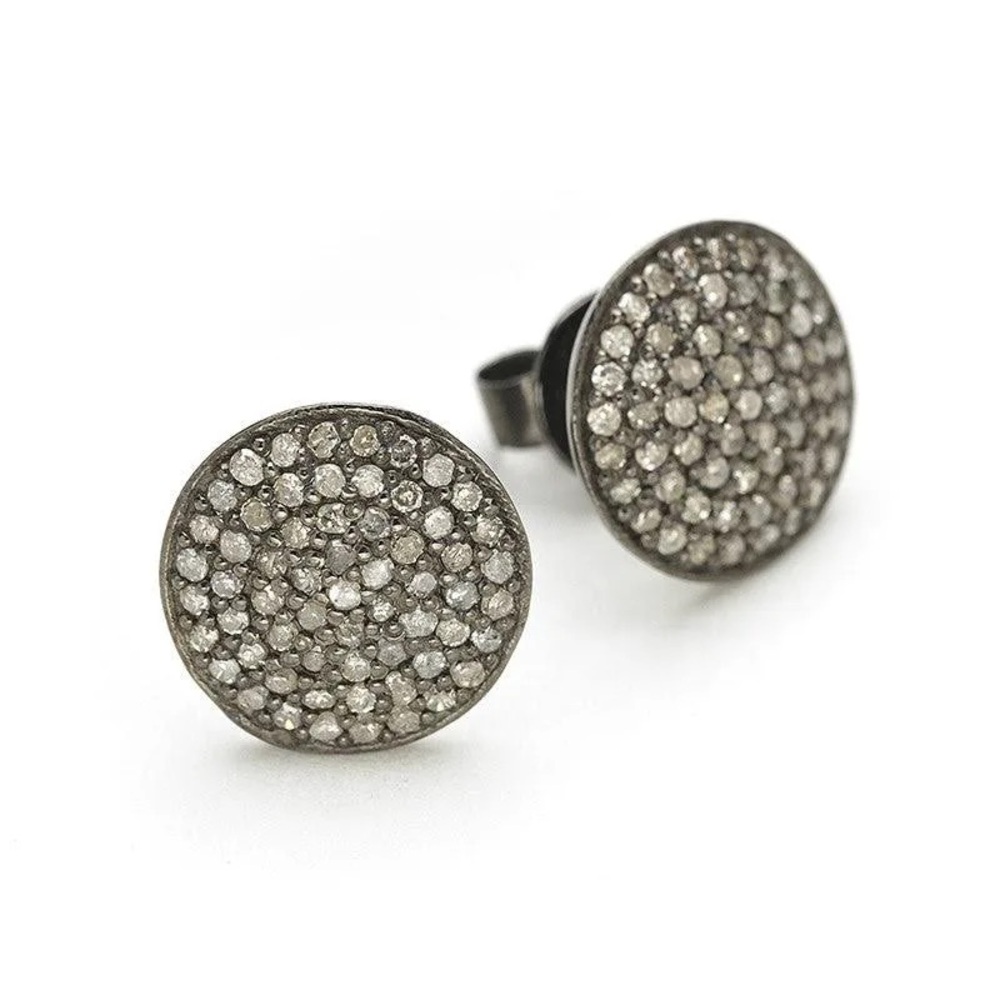 - Rona pfeiffer circle pave studs earrings black  diamond